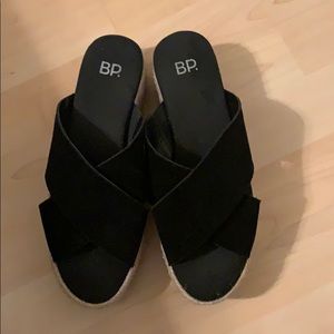 BP siz 7.5 leather upper black sandals espadrille